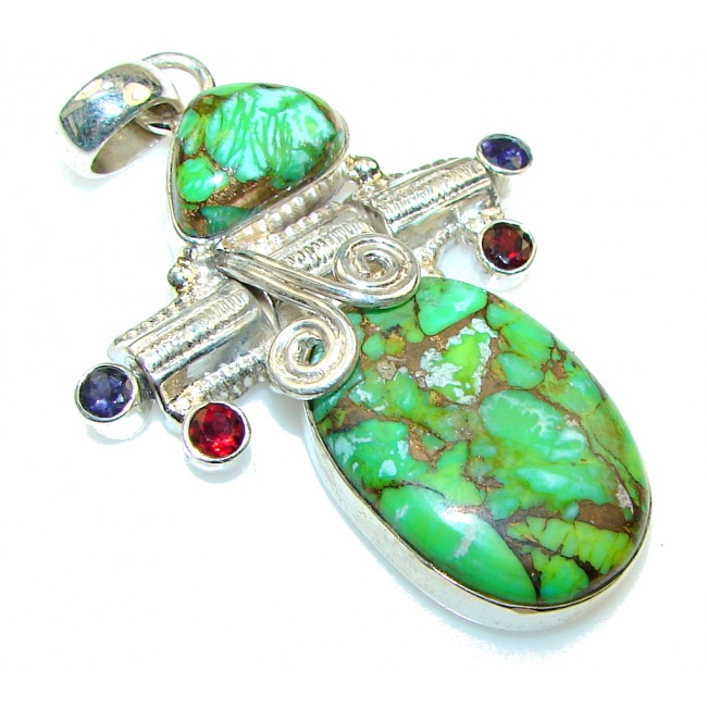 Grown Jewel!! Copper Turquoise Sterling Silver Pendant