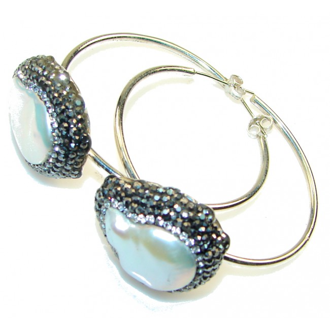 Large! Fashion Style, Mother of Pearl Sterling Silver earrings