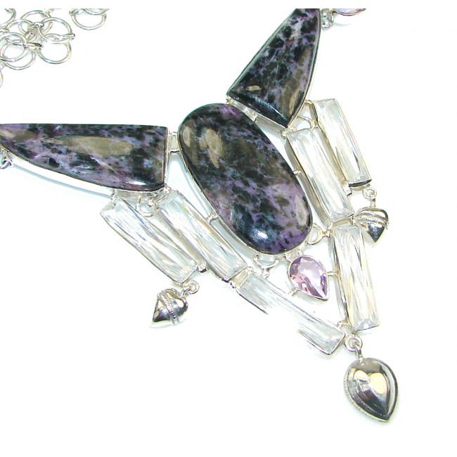 Fashion Design!! Siberian Purple Charoite Sterling Silver Necklace