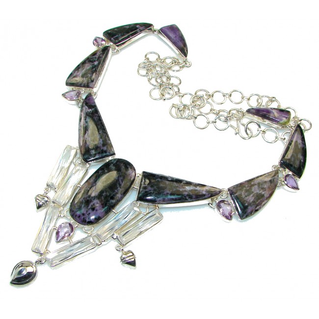 Fashion Design!! Siberian Purple Charoite Sterling Silver Necklace