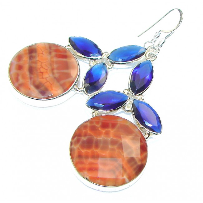 Excellent! Mexican Fire Agate Sterling Silver earrings