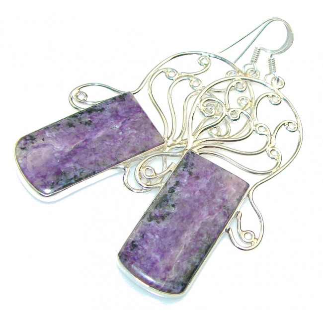 Big! Traditons Purple Charoite Sterling Silver earrings