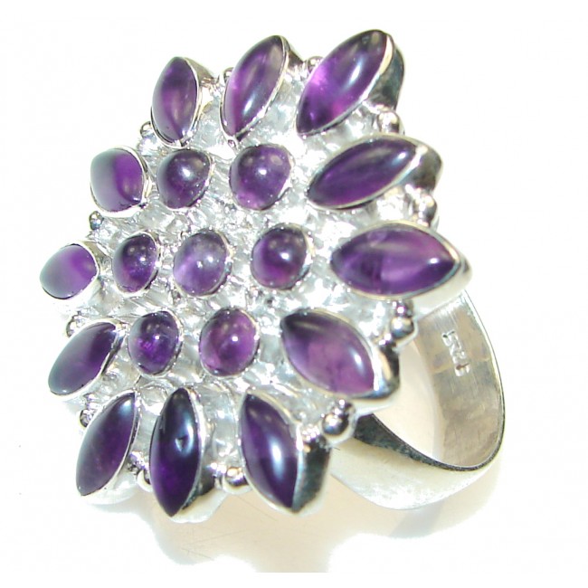 Big! Amazing Purple Amethyst Sterling Silver ring s. 12
