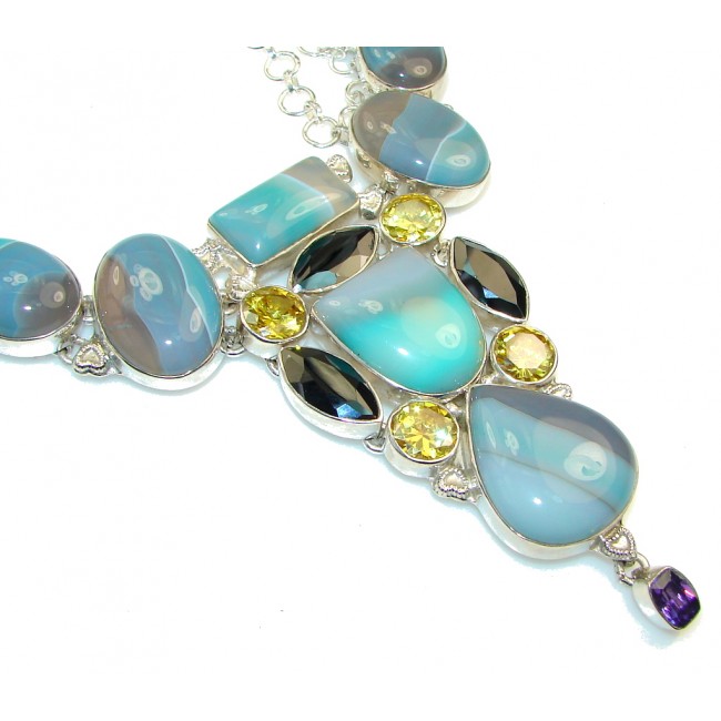 Beautiful Design!! Botswana Agate Sterling Silver necklace