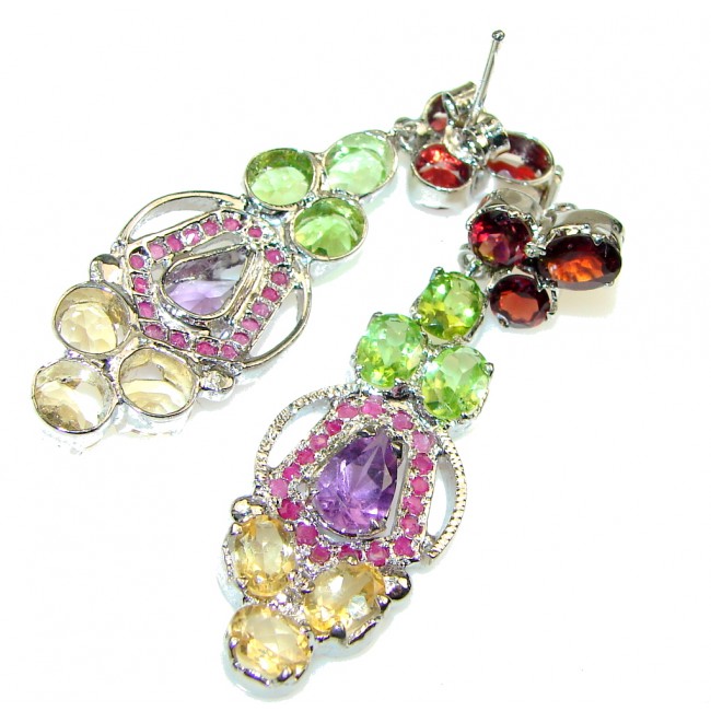 Fancy Quality!! Natural Purple Amethyst Sterling Silver earrings