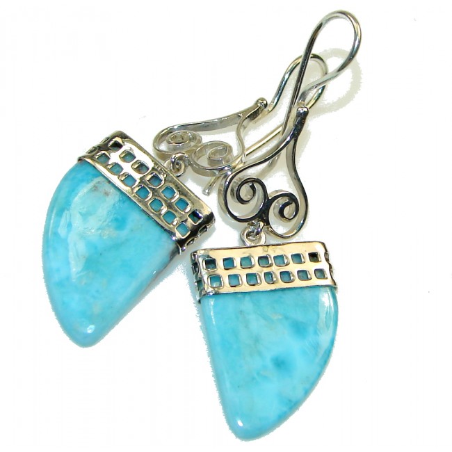 Beautiful!! Light Blue Larimar Sterling Silver earrings