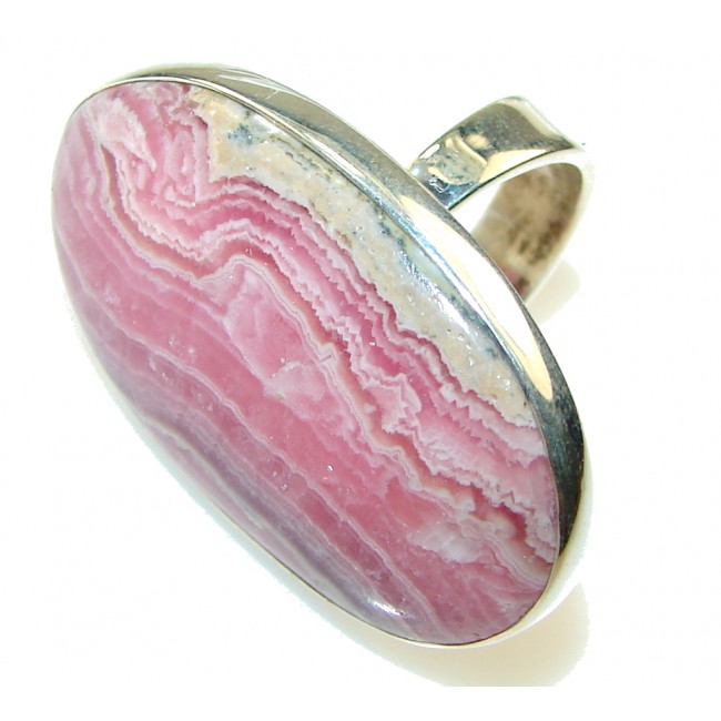 Perfect!! Pink Rhodochrosite Sterling Silver ring s. 8