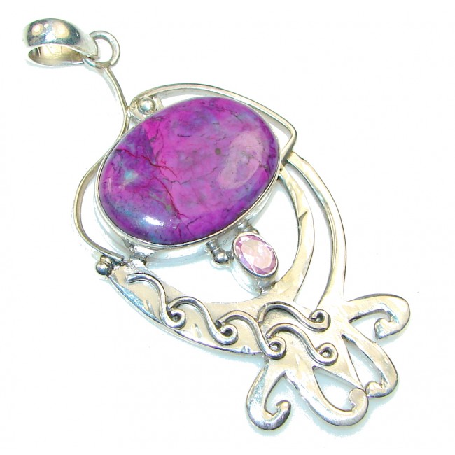 Big! Excellent Purple Turquoise Sterling Silver Pendant