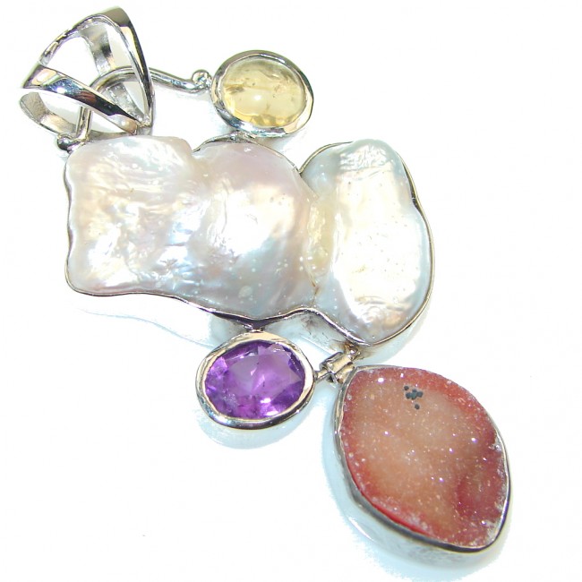 Amazing AAA Mother Of Pearl Sterling Silver Pendant