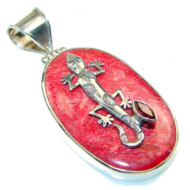 Amazing!! Red Fossilized Coral Sterling Silver pendant