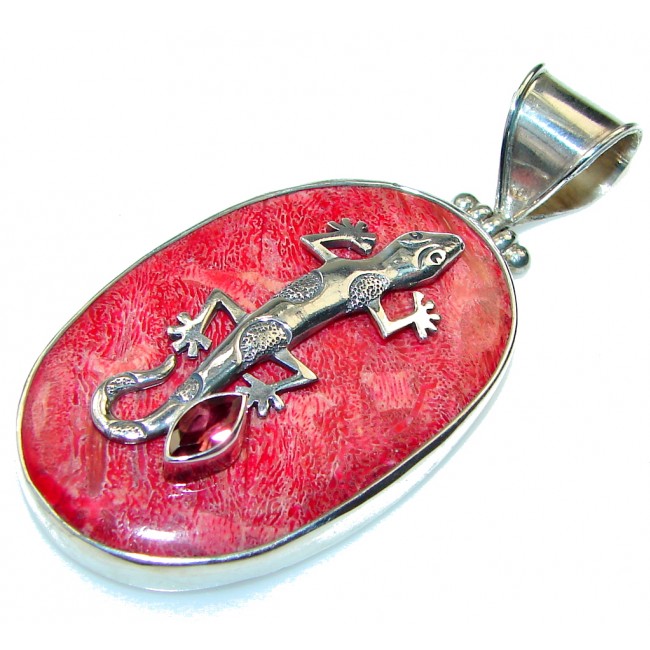 Amazing!! Red Fossilized Coral Sterling Silver pendant