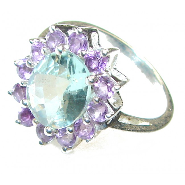 Amazing!! Light Green Amethyst Sterling Silver Ring s. 9
