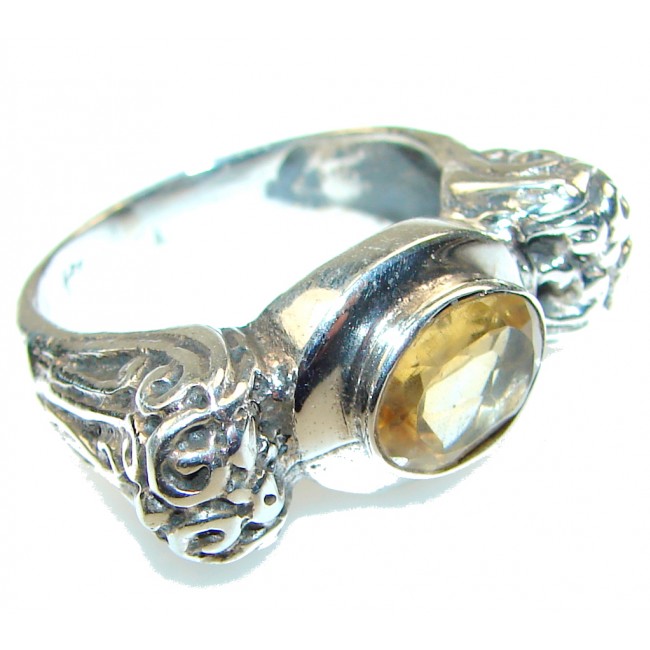 Stylish Design!! Yellow Citrine Sterling Silver Ring s. 8 1/2