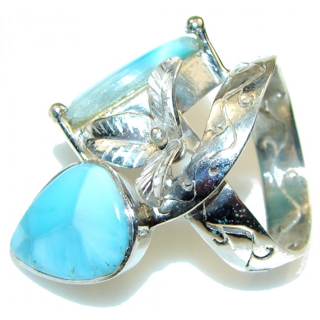 Large! Stunning!! Light Blue Larimar Sterling Silver Ring s. 11 1/2