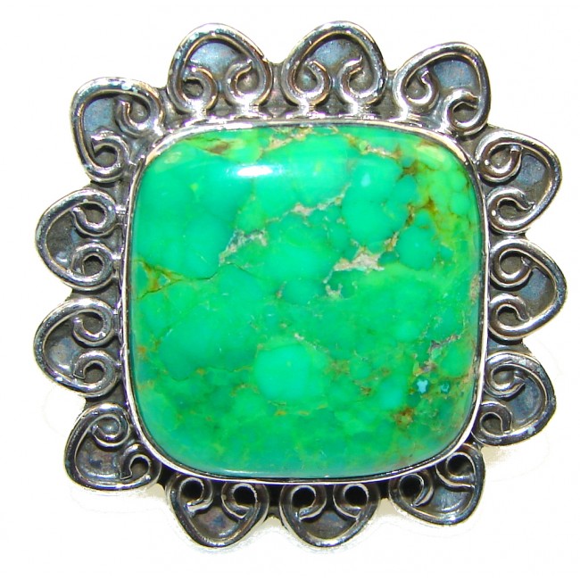 Big! Fresh Green Turquoise Sterling Silver Ring s. 11