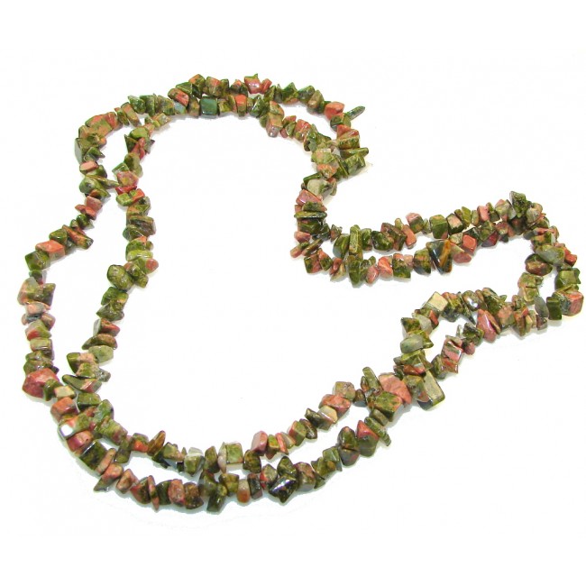 Rare Unusual Natural Russian Unakite Beads Strand Necklace