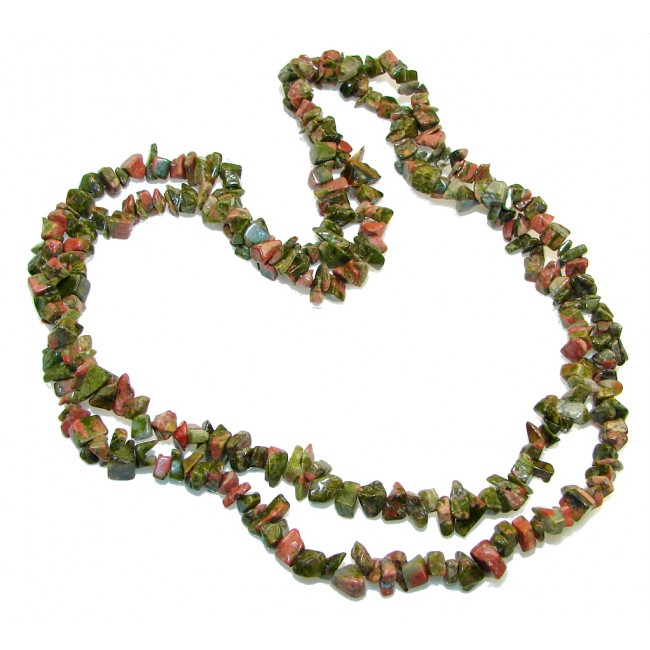 Rare Unusual Natural Russian Unakite Beads Strand Necklace