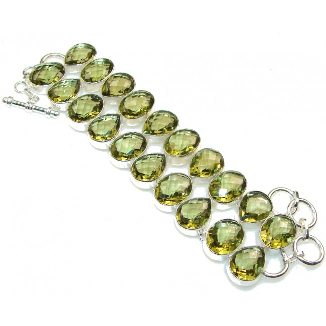 Created Green Lime Citrine Sterling Silver Bracelet