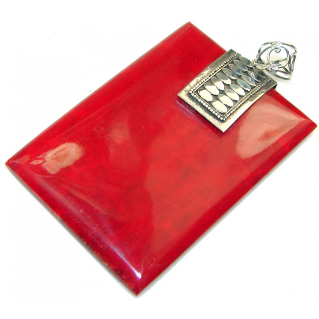 Love Power! Red Fossilized Coral Sterling Silver pendant