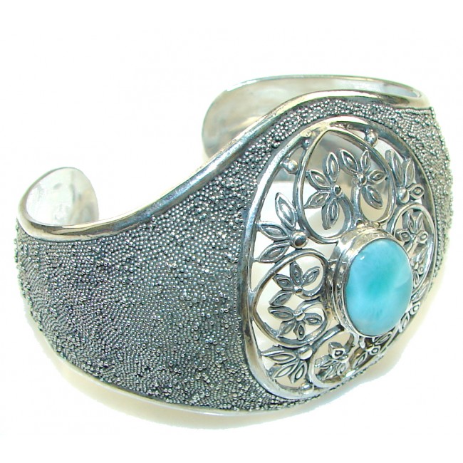Fashion!! Light Blue Larimar Sterling Silver Bracelet / Cuff