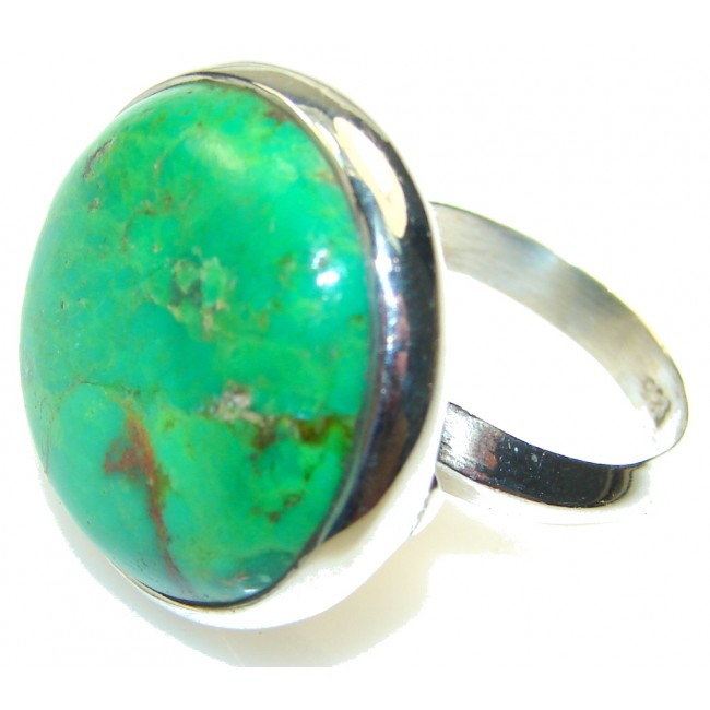 Simple! Green Turquoise Sterling Silver Ring s. 8 1/4