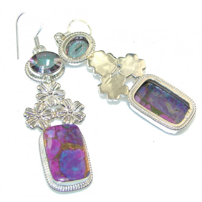 Fantastic! Purple Copper Turquoise Sterling Silver earrings