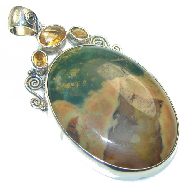 Stunning Brown Montana Agate Sterling Silver Pendant