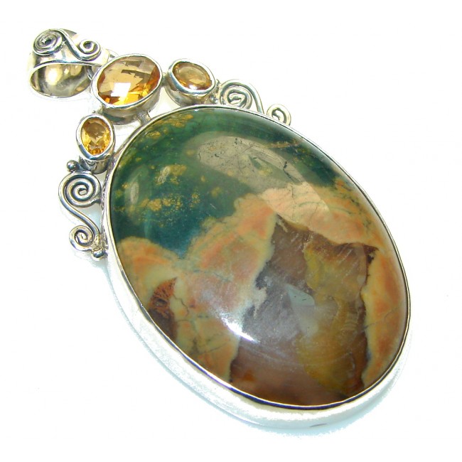 Stunning Brown Montana Agate Sterling Silver Pendant