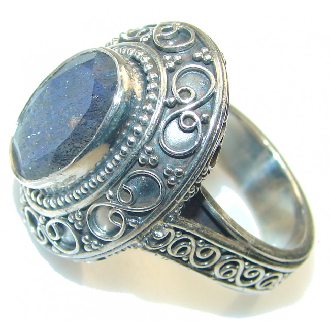 Excellent!! Blue Fire Labradorite Sterling Silver Ring s. 7 1/4
