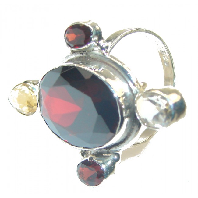 The One!! Red Garnet Quartz Sterling Silver Ring s. 7 1/2