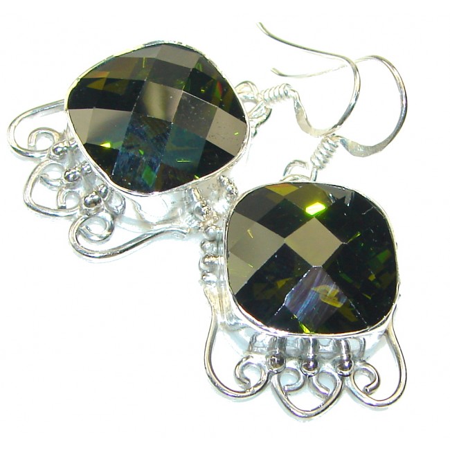Secret! Created Green Chrome Diopside Quartz Sterling Silver earrings