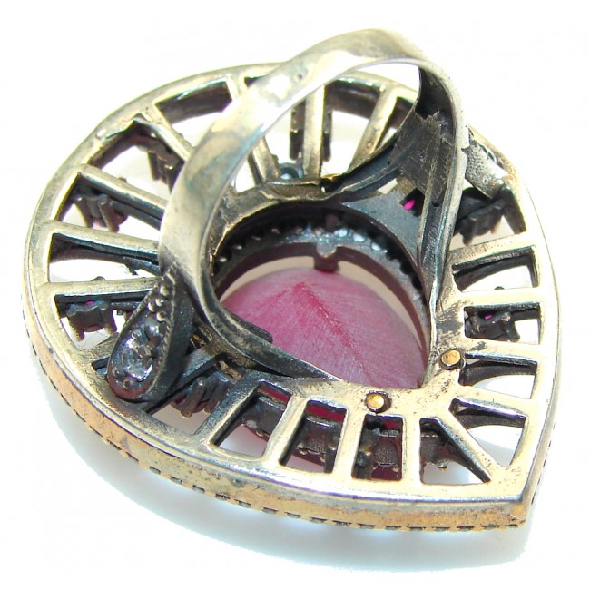 Big! Fashion Pink Ruby Sterling Silver ring s. 8 1/4