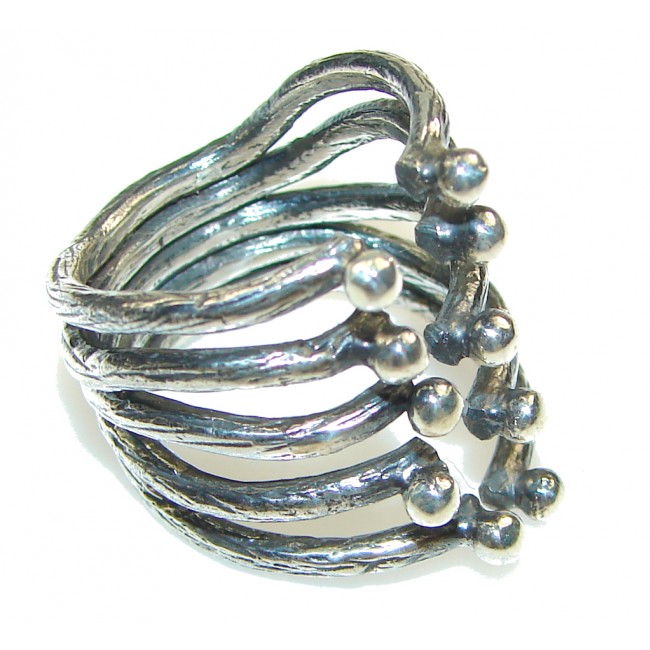 New Stylish Design! Silver Sterling Silver Ring s. 7