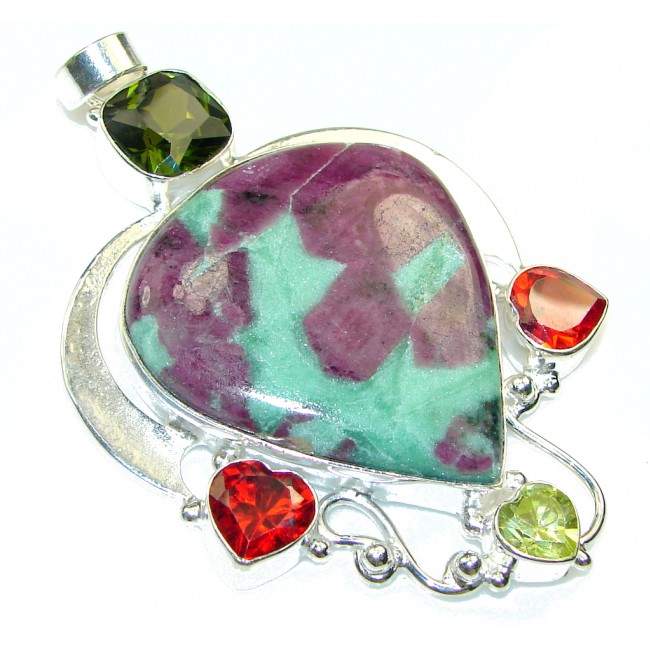 Big!! Fabulous! Ruby in Zoisite Sterling Silver Pendant