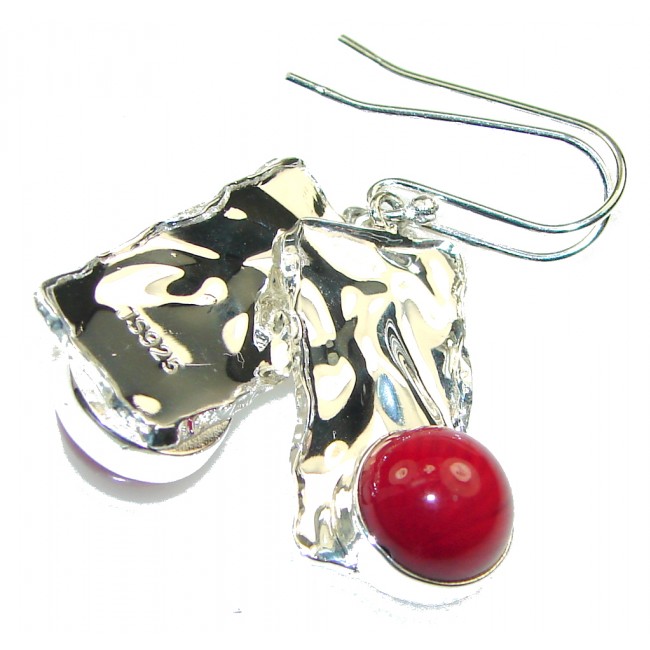 Lovely! Red Fossilized Coral Sterling Silver earrings