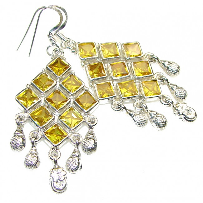Excellent!! Yellow Citrine Quartz Silver Sterling earrings