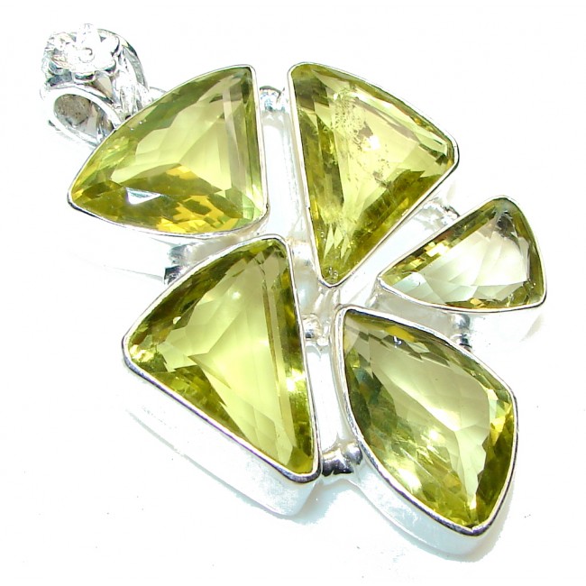Big!! Summer Time!! Yellow Citrine Sterling Silver Pendant