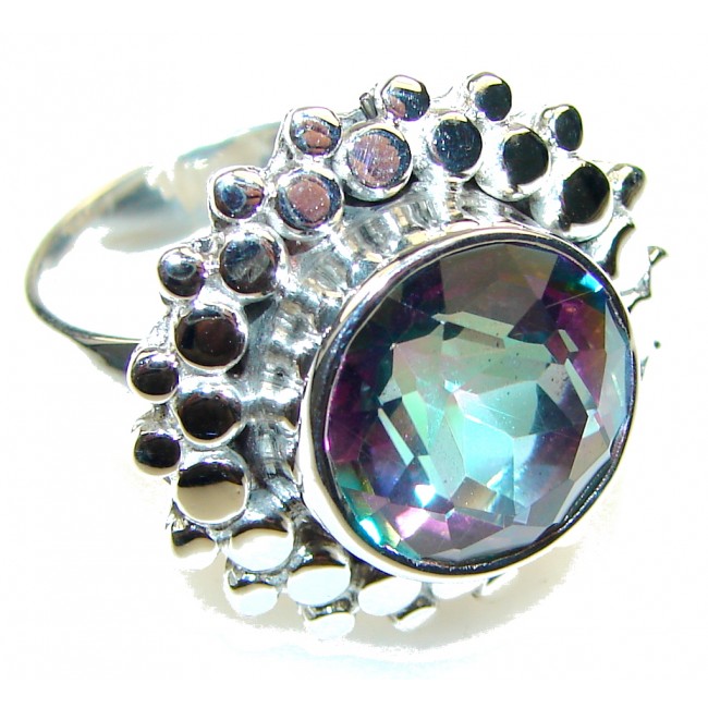 Exotic Rainbow Magic Topaz Sterling Silver Ring s. 7