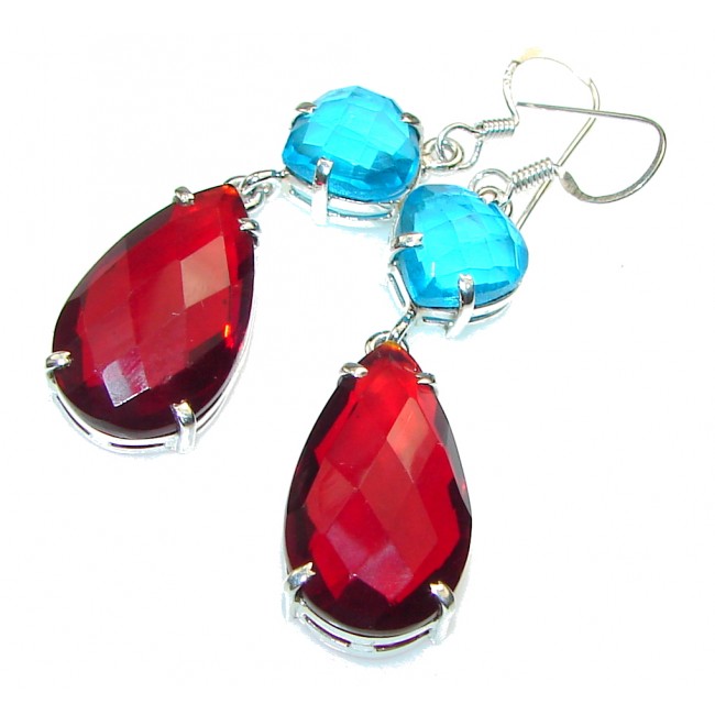Romantic! Red Garnet Quartz Sterling Silver earrings