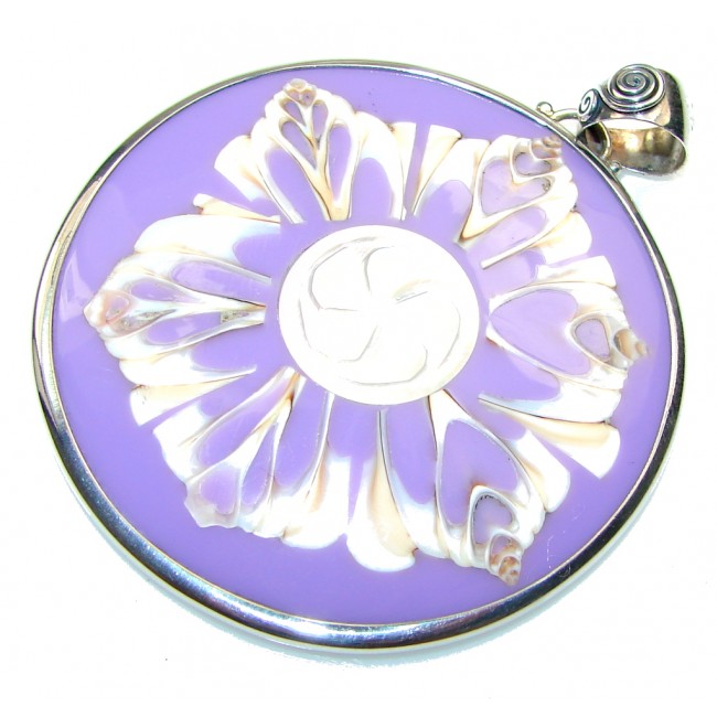 Delicate! Purple Ocean Shell Sterling Silver Pendant