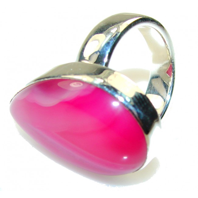 Amazing Pink Botswana Agate Sterling Silver Ring s. 7