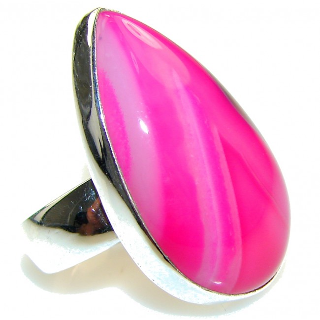 Amazing Pink Botswana Agate Sterling Silver Ring s. 7