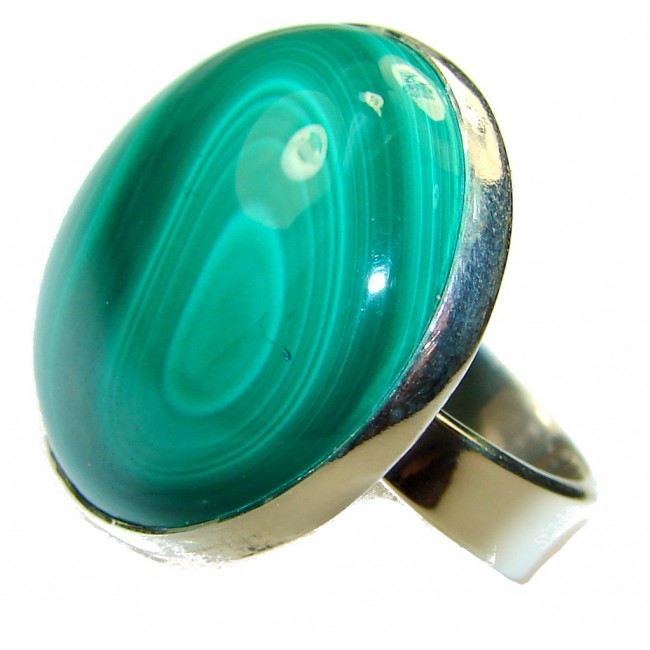Sercet! Green Malachite Sterling Silver ring s. 6