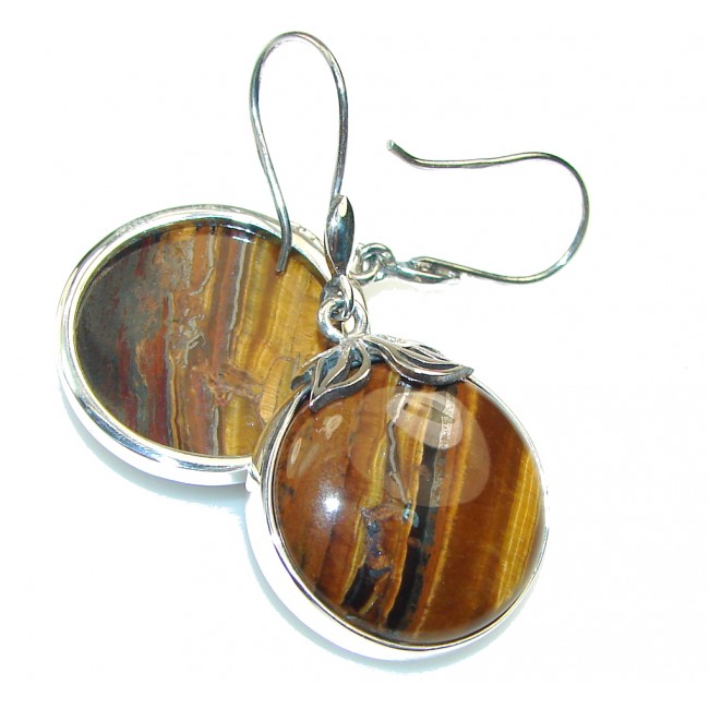 Special Moment!! Brown Tigers Eye Sterling Silver Earrings