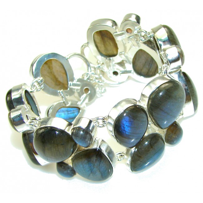 Exclusive Blue Fire Labradorite Sterling Silver Bracelet