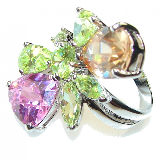 Awesome!! Multicolor Quartz Sterling Silver Ring s. 6 1/4