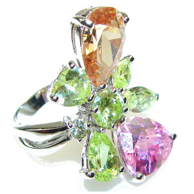 Awesome!! Multicolor Quartz Sterling Silver Ring s. 6 1/4