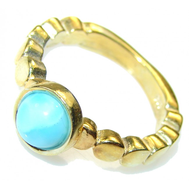 Delicate Light Blue Larimar, Gold Plated Sterling Silver Ring s. 5 1/4