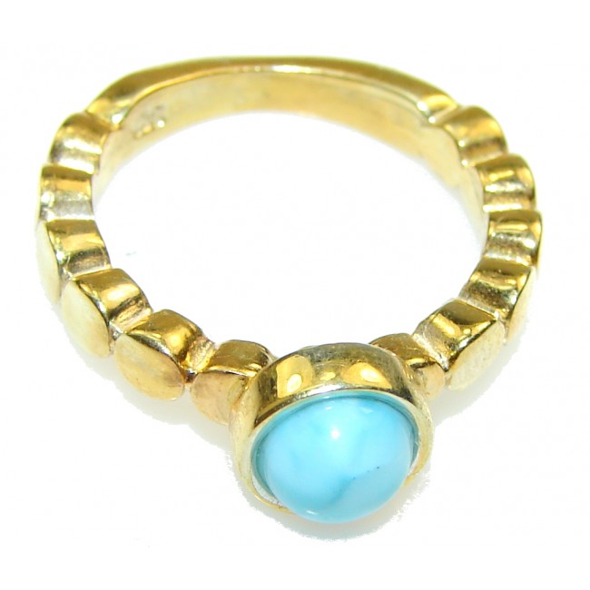Delicate Light Blue Larimar, Gold Plated Sterling Silver Ring s. 5 1/4
