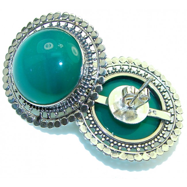 Simple!! Green Agate Sterling Silver earrings